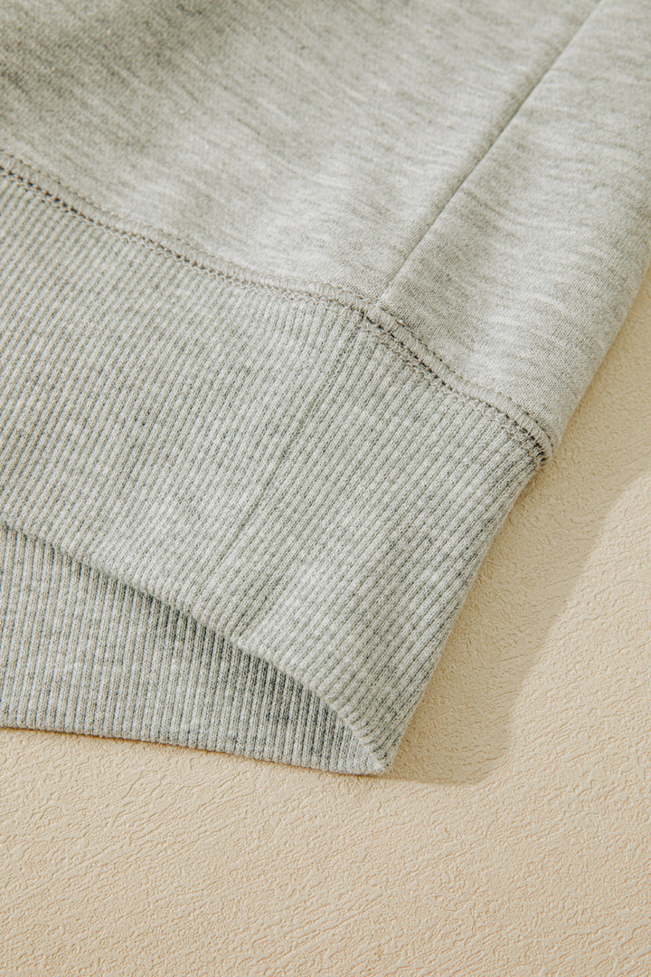 Light Grey Plus Size Thread Embroidered Drop Shoulder Round Neck Sweatshirt