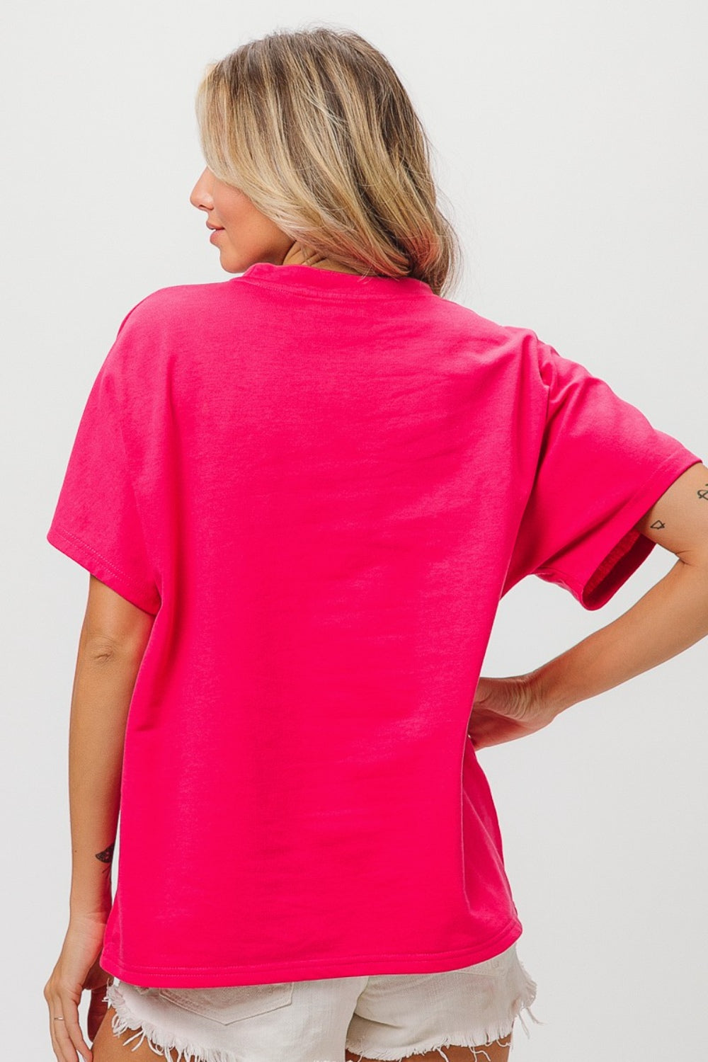 BiBi Round Neck Short Sleeve T-Shirt - Sybaritic Bags & Clothing