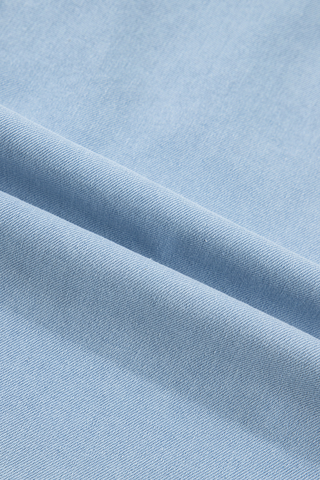 Beau Blue Ruffled Edge Collared Shift Denim Dress with Pockets
