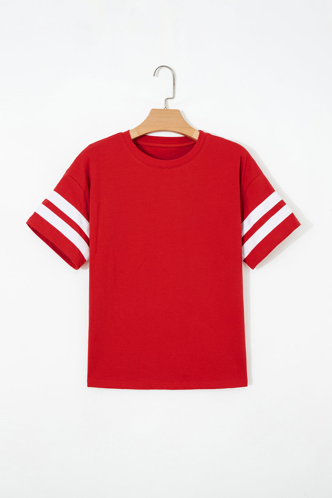Black Varsity Striped Short Sleeve Crew Neck T Shirt