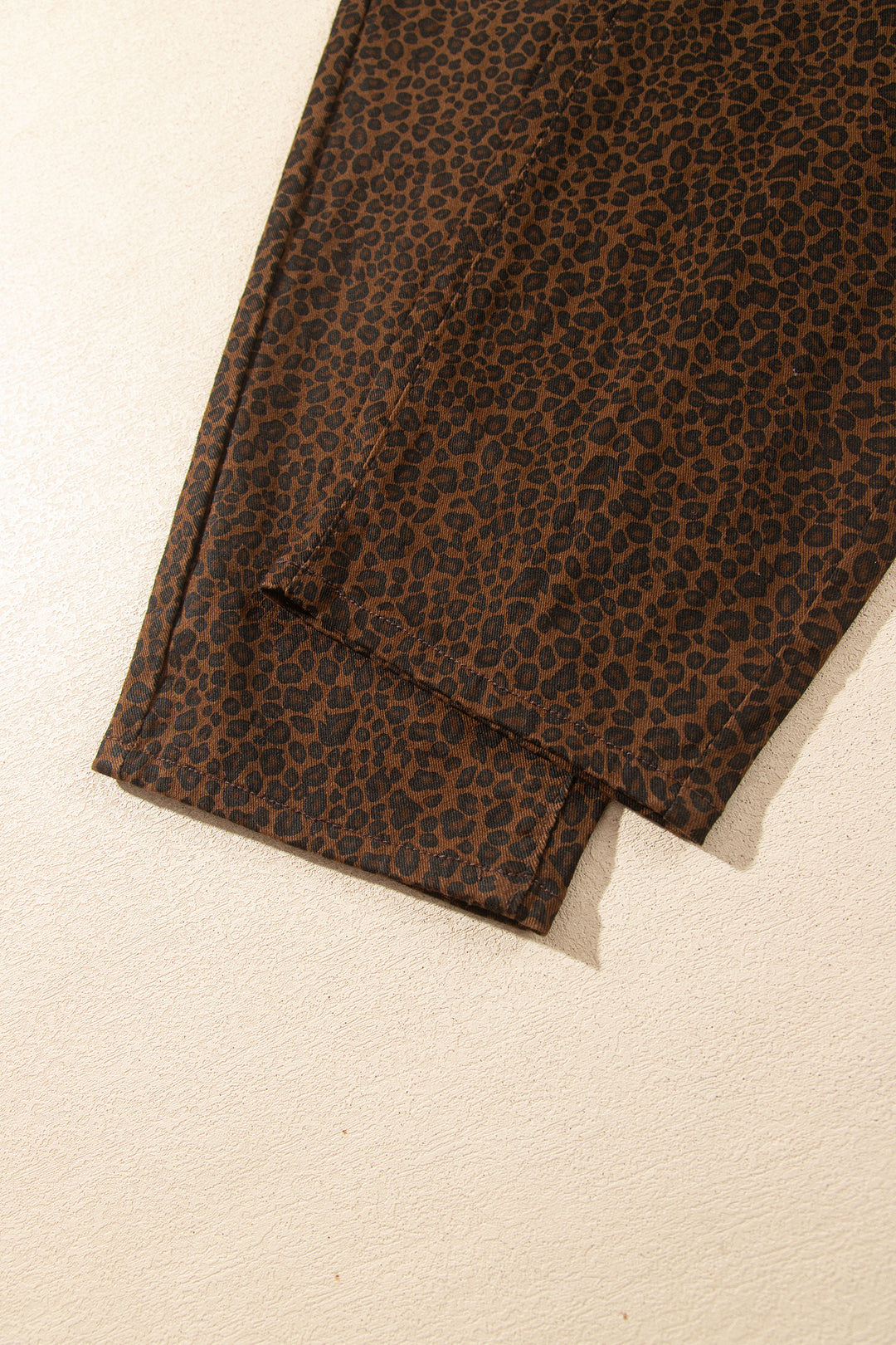 Brown Casual Leopard Print Full-Length Regular Fit Jeans