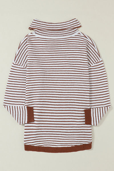 Alaia Striped Turtleneck Loose Sweater