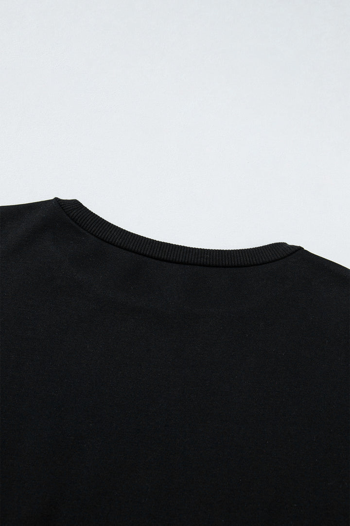 Black Gingham Patch Embroidered Rugby Game Day Stars Sweatshirt