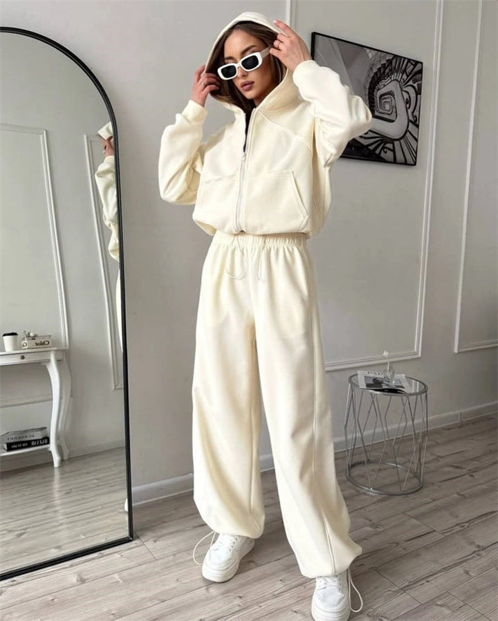 Women’s Sportswear Set Solid Color Cardigan Set