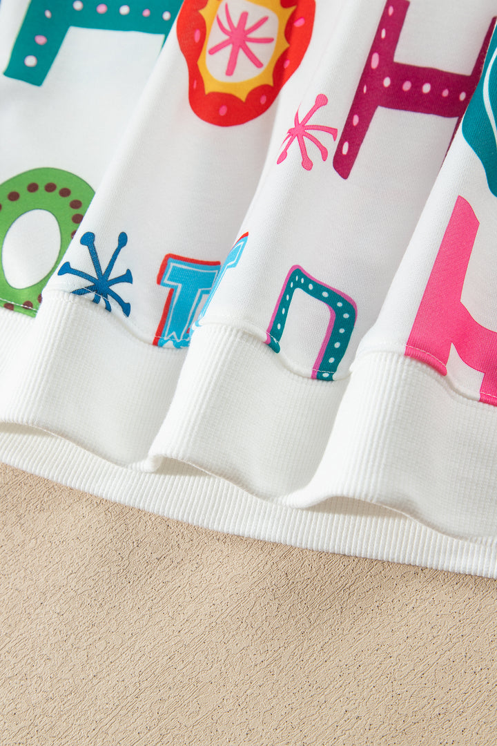 Multicolour Ho Ho Ho Print Long Sleeve Lounge Set