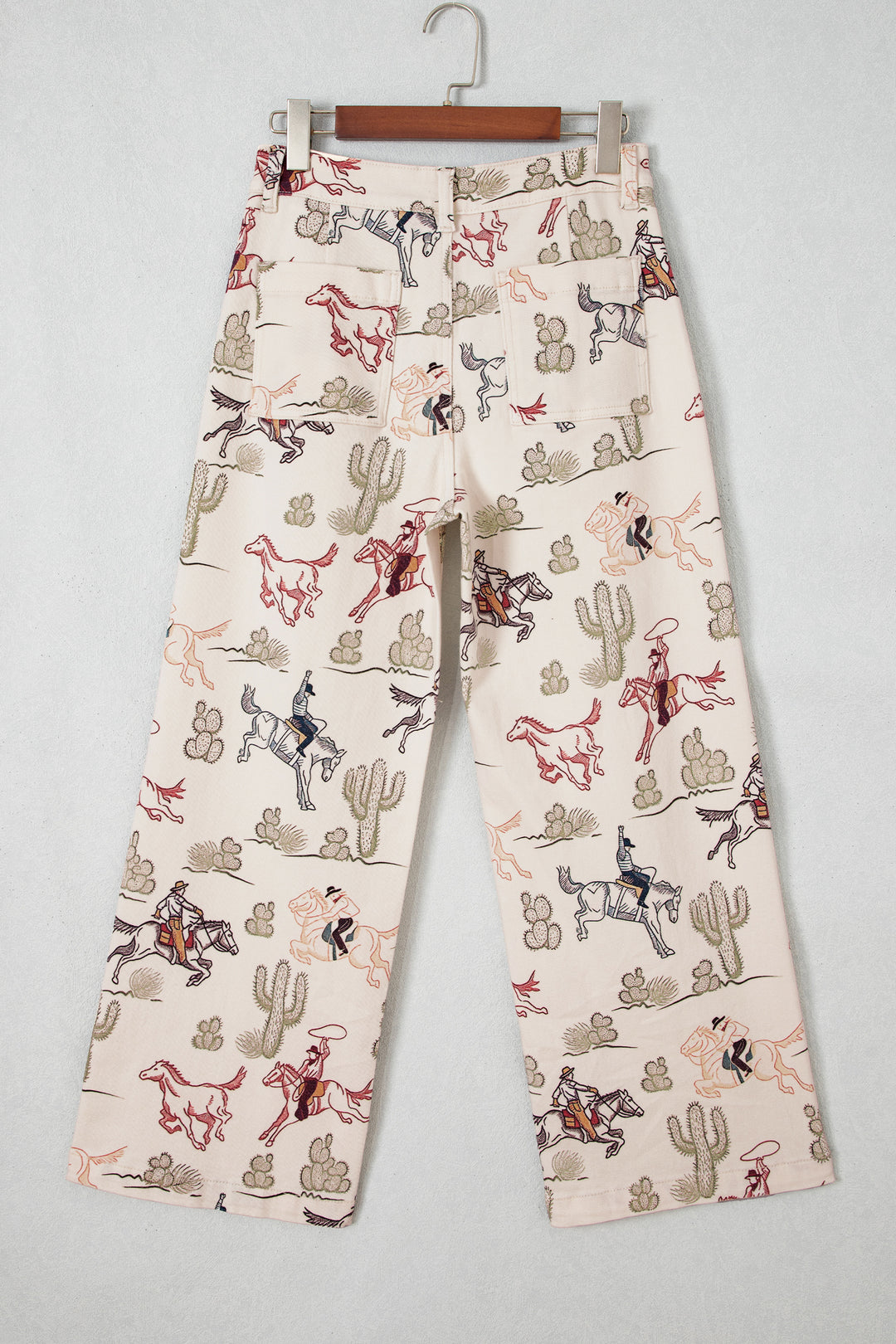 Multicolour Western Print Straight Leg Ankle-Length Pocket Jeans