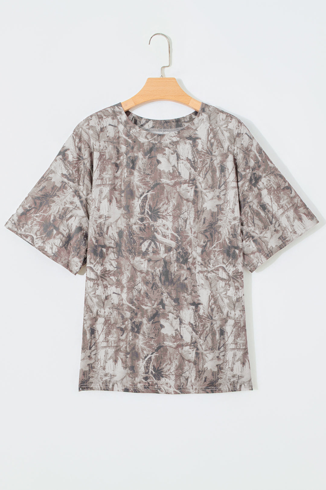 Khaki Plus Size Woodland Camouflage Print T Shirt