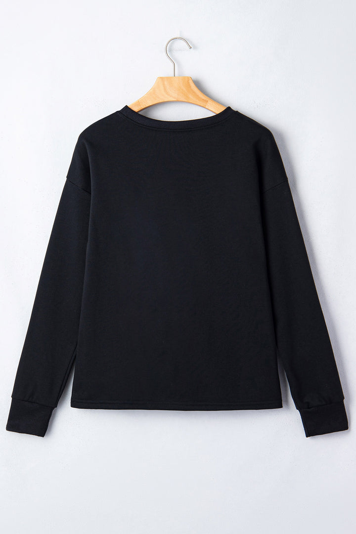 Black Rhinestone Pumpkin Graphic Long Sleeve T-Shirt
