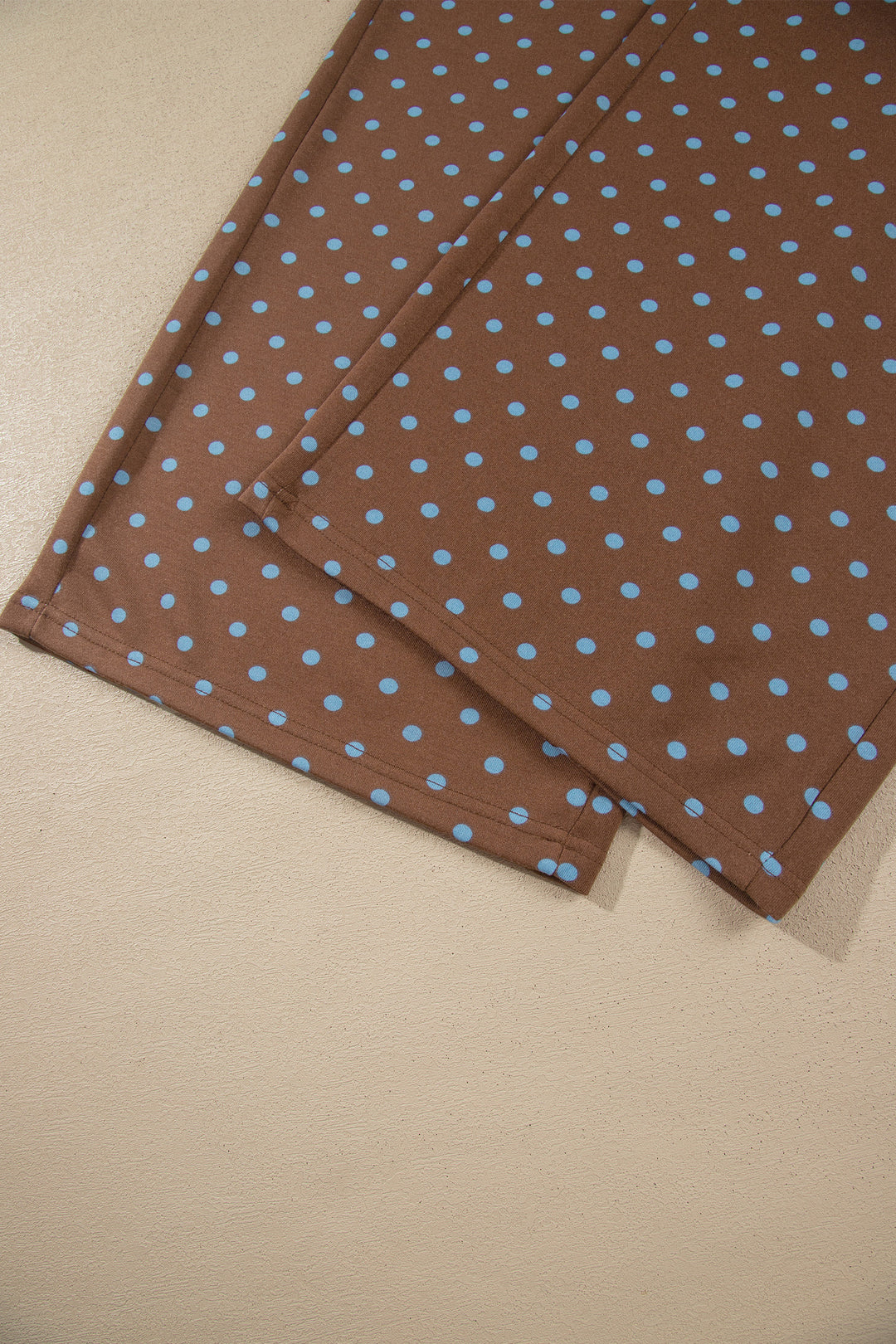 Brown Polka Dot Round Neck Long Sleeve Plus Size Set