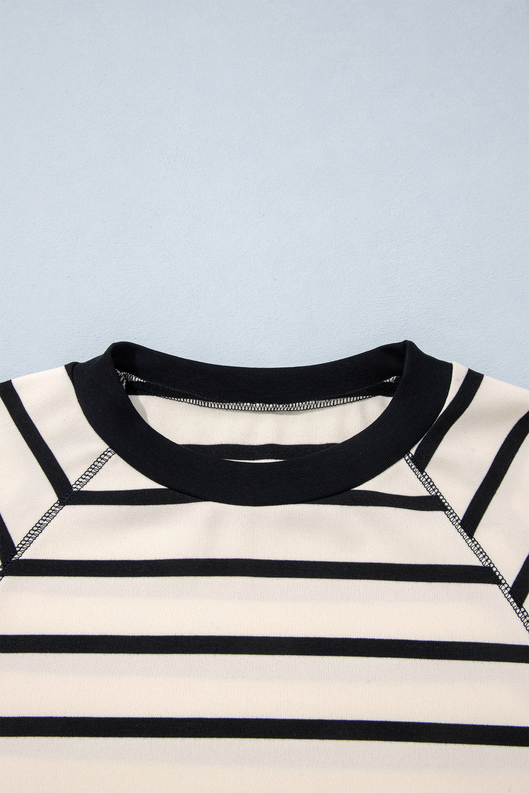 Beige Stripe Relaxed Long Sleeve Top Color Block Detail Drawstring Pant Set
