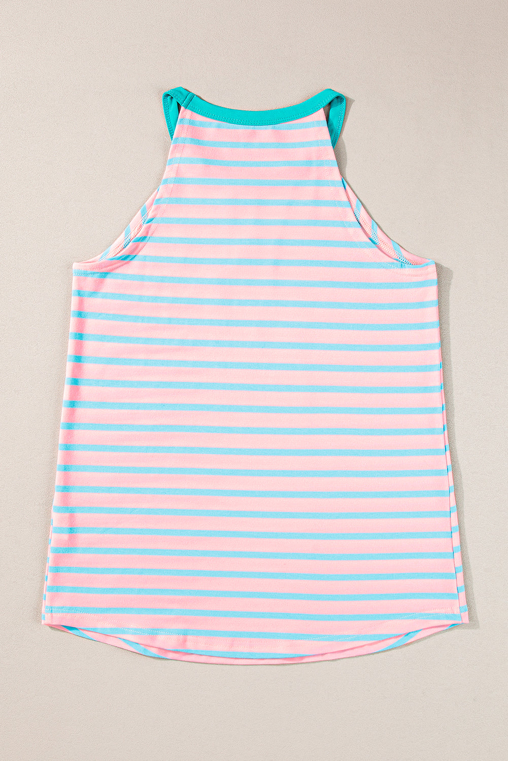 Pink Stripe Round Neck Tank Top