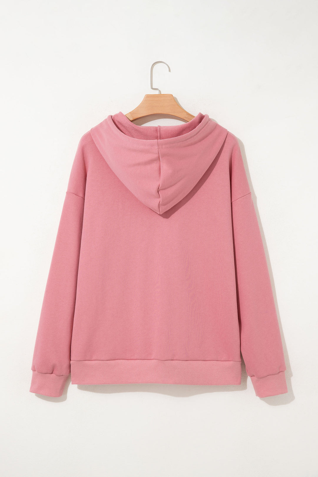 Gossamer Pink GOOD VIBES Chenille Letter Graphic Casual Hoodie