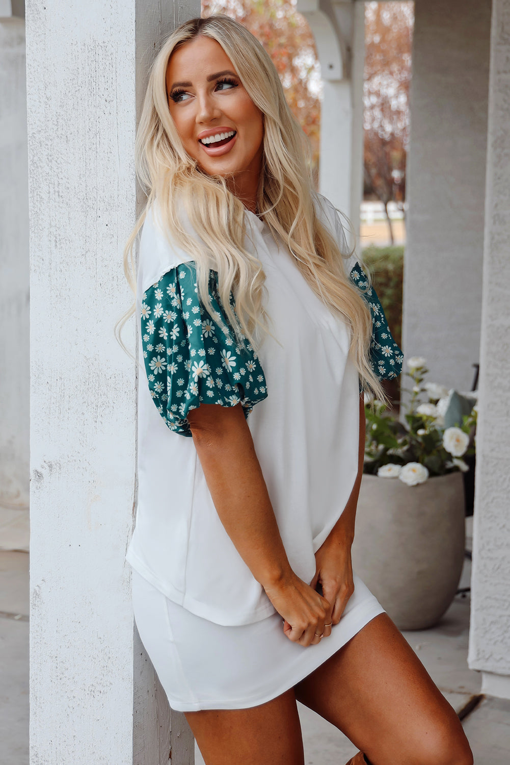 Aileen Floral Puff Sleeve Oversized Top