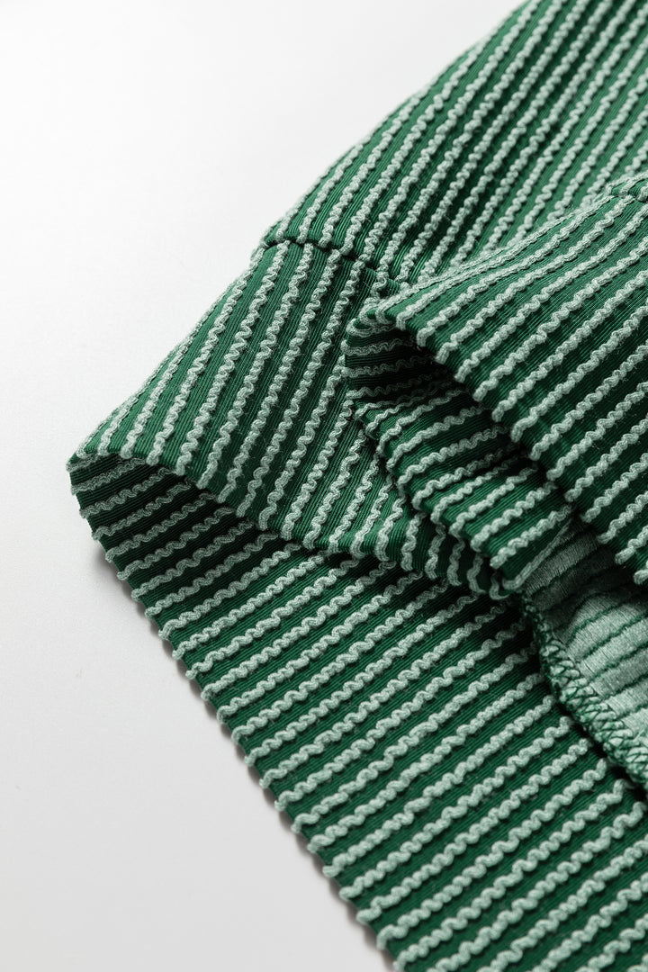 Blackish Green Twisted Rib Outlined Merry Letter Graphic Loose Long Sleeve Top