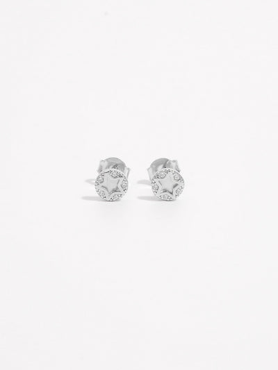 925 Sterling Silver Zircon Star Stud Earrings