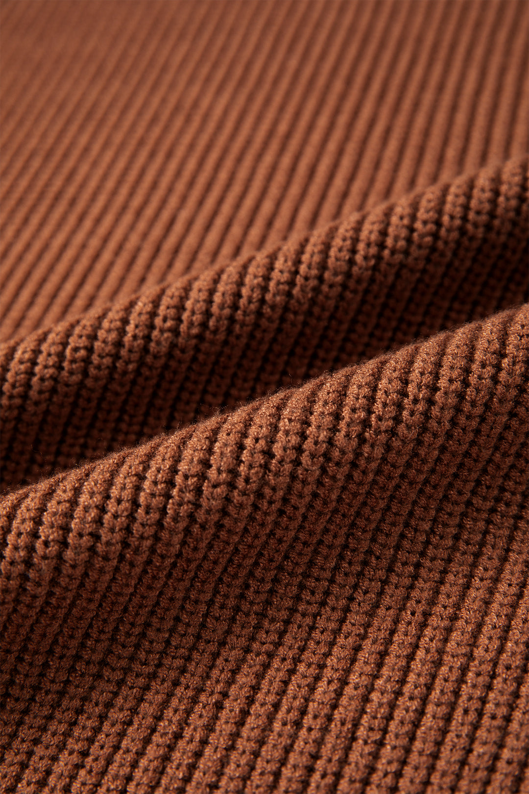 Chestnut Solid Color Mock Neck Oversized Tunic Sweater