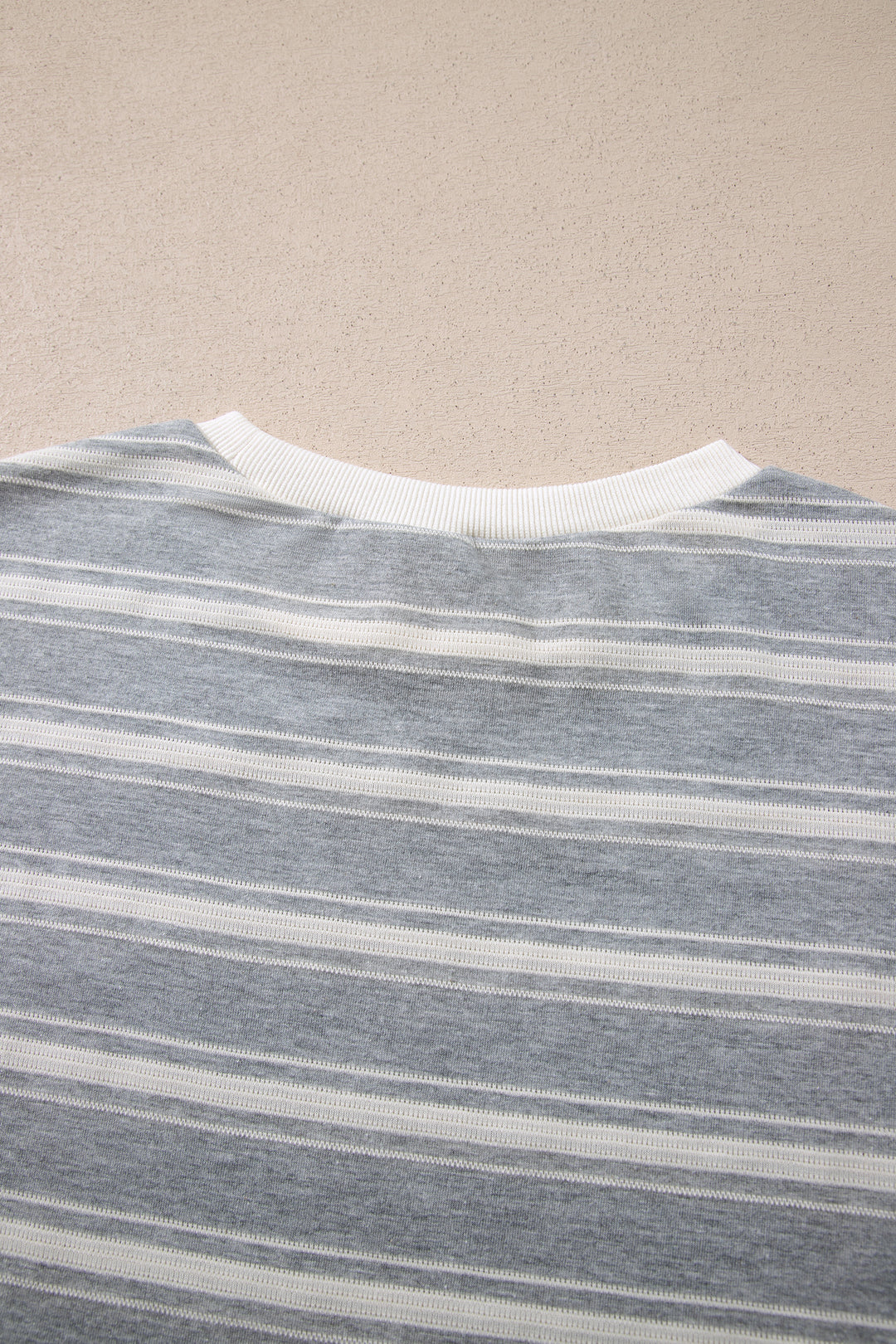 Gray Stripe Long Sleeve Round Neck Tunic Top