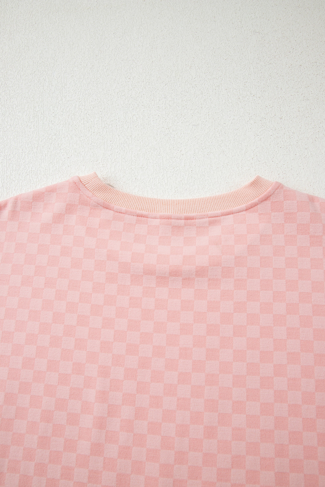 Pink Checkerboard Long Sleeve Pullover and Shorts Set