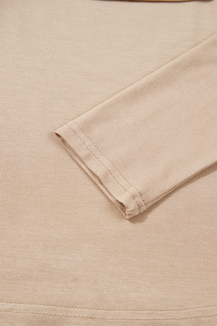 Smoke Gray Foldover Off Shoulder Long Sleeve Slim Top