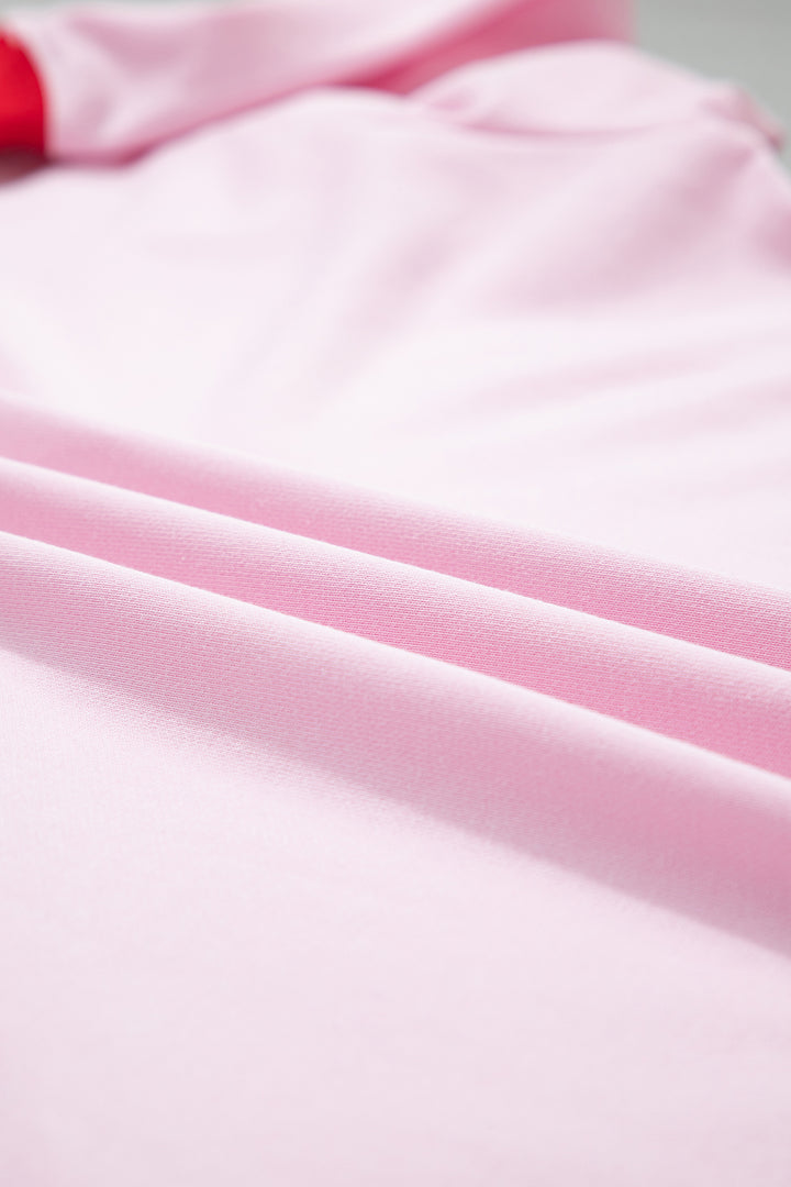 Pink Color Block Contrast Trim Plus Size Sweatshirt