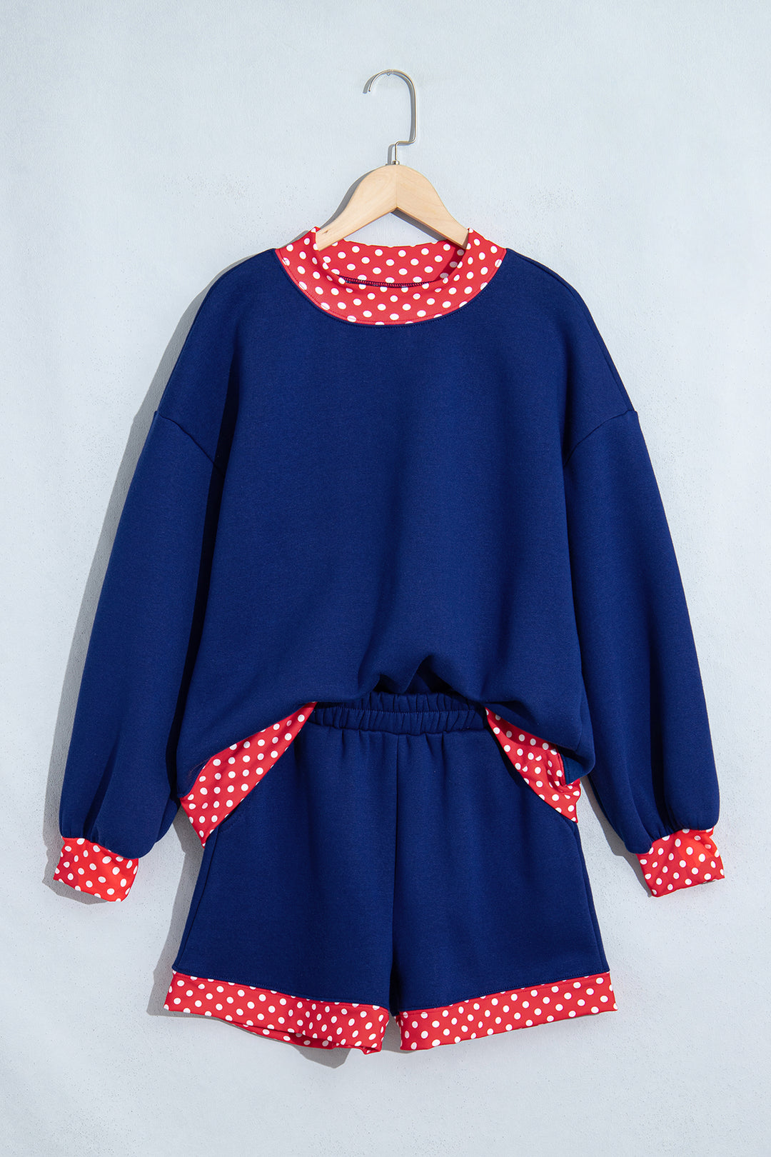 Carrot Gingham Trim Baggy Pullover 2pcs Short Set