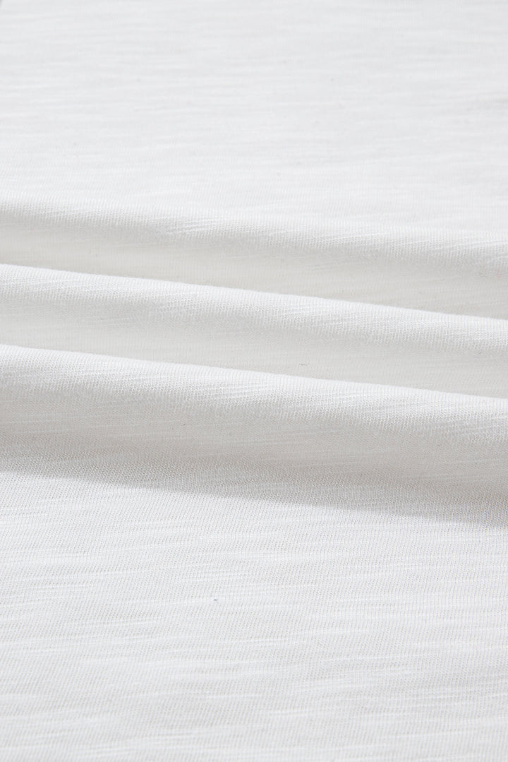 White Contrast Block Mixed Textured Knit Patchwork Casual Top