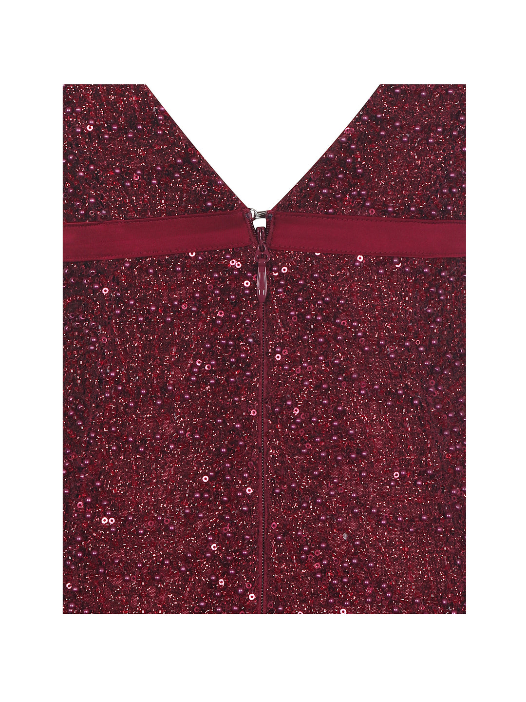 Elora Crimson Sequin Beaded Keyhole Maxi Dress