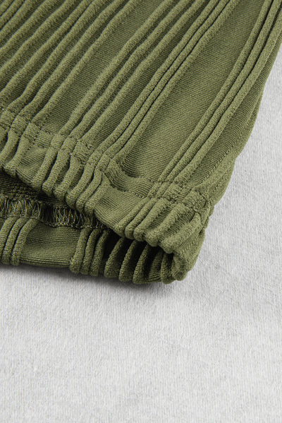 Jungle Green Wavy Texture Cap Sleeve Top