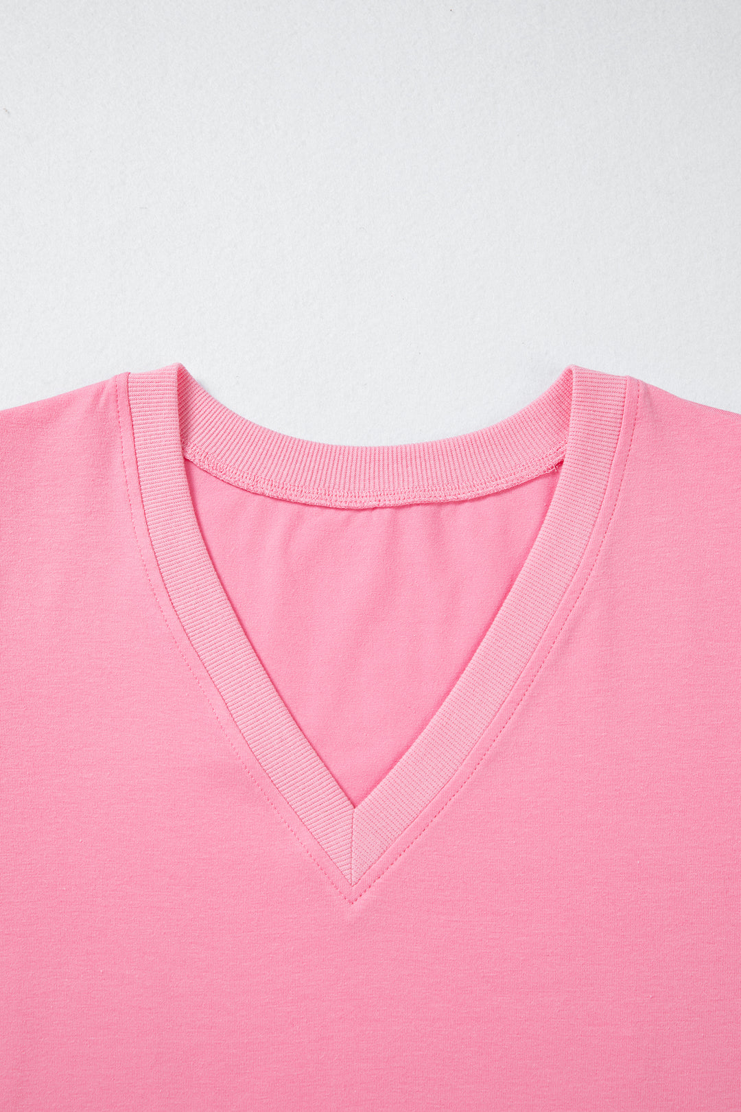 Bonbon Solid Color V Neck Short Puff Sleeve Blouse