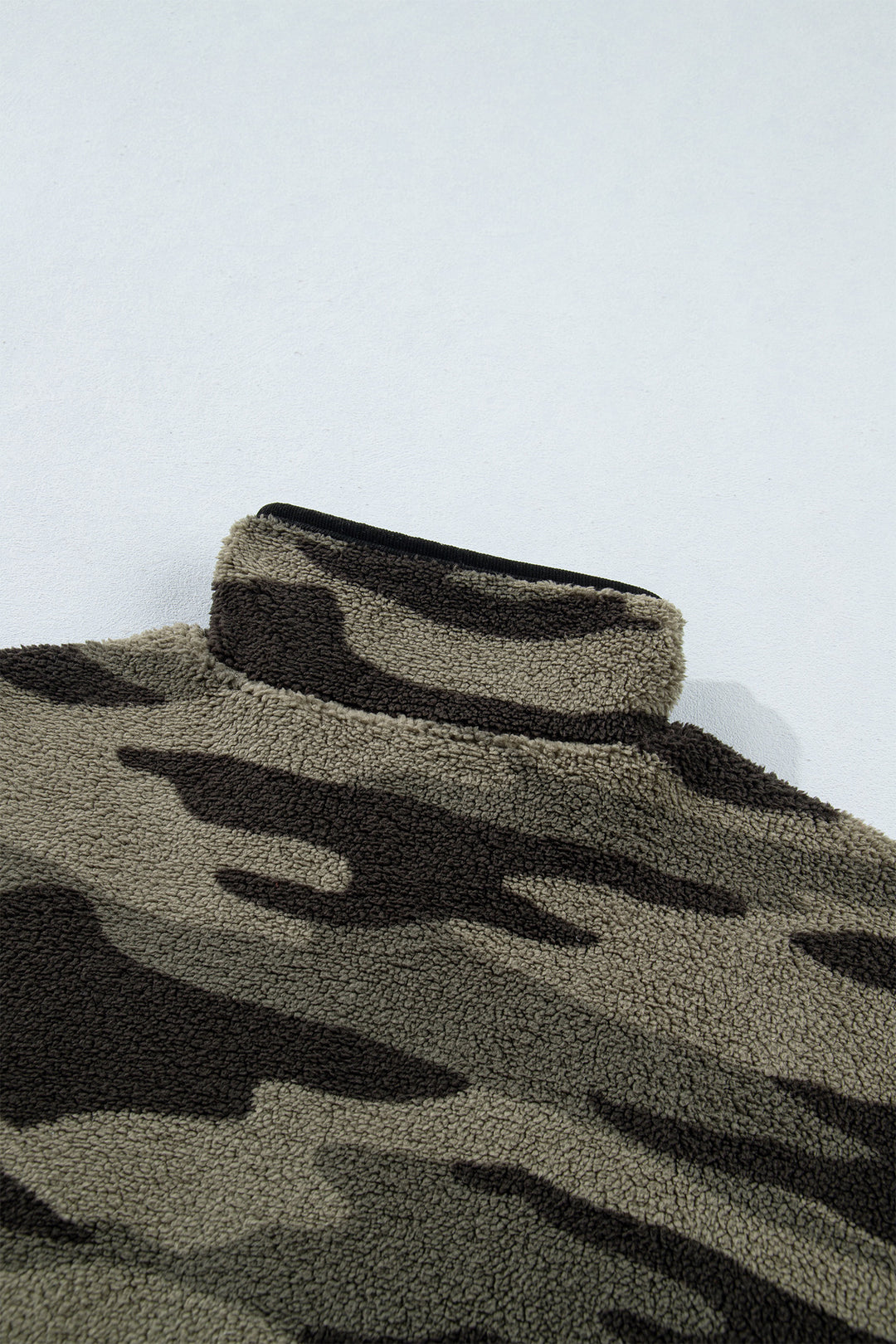 Multicolour Camouflage Fleece Half Zip-Up Long Sleeve Pocket Sweatshirt