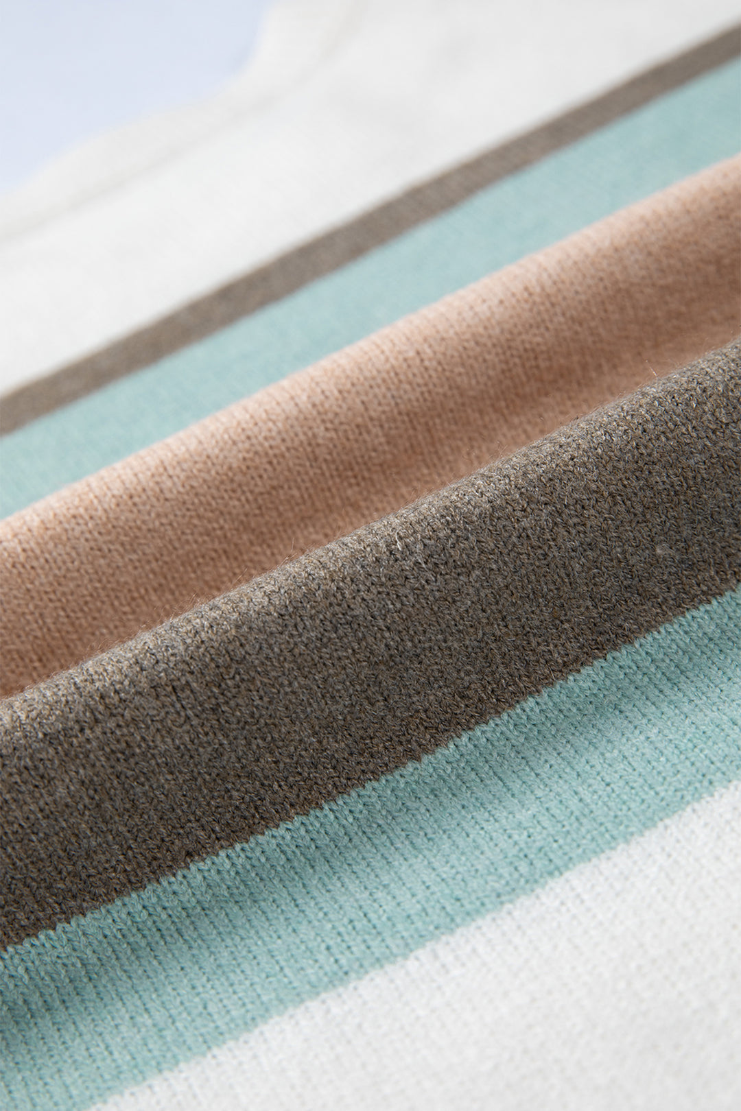 White Striped Color Block Knit Drop Shoulder Sweater