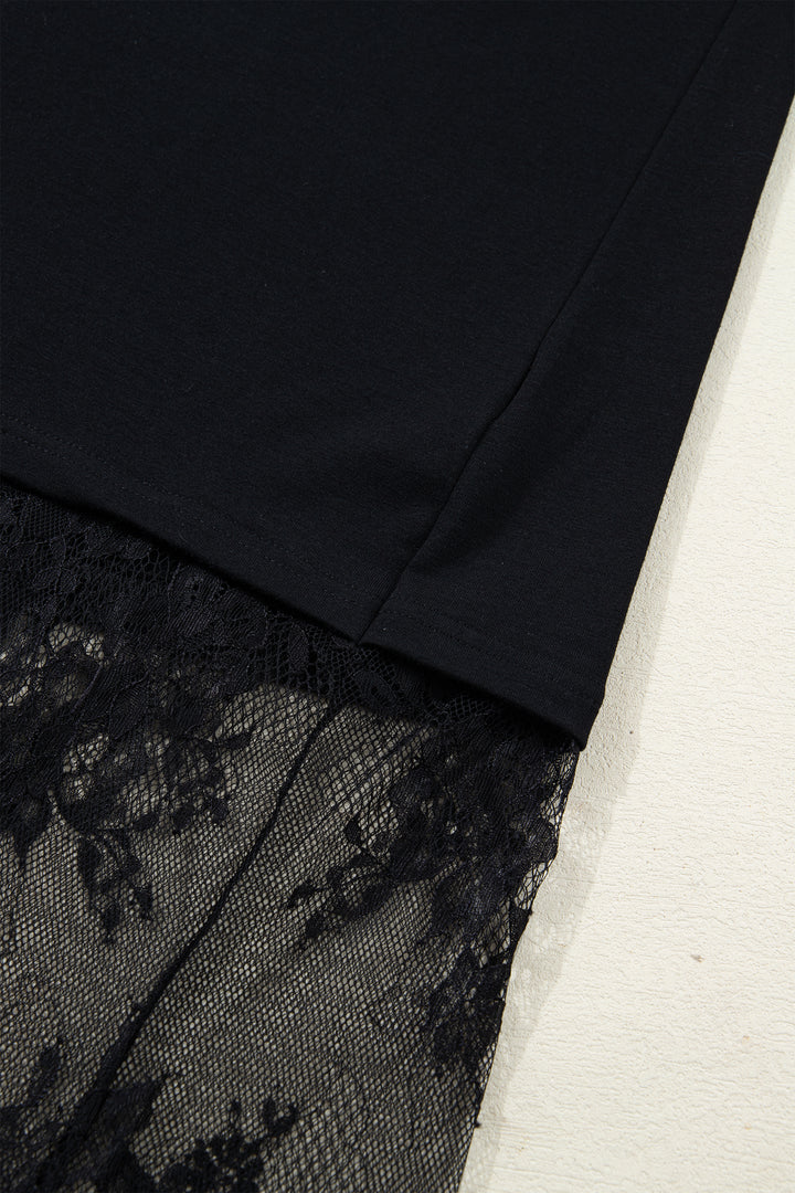 Red Sandalwood Floral Patchwork Short Sleeve T Shirt Loose Maxi Dress