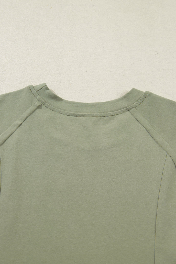 Laurel Green Jacquard Frilled Ruffled Long Sleeve Mini Dress