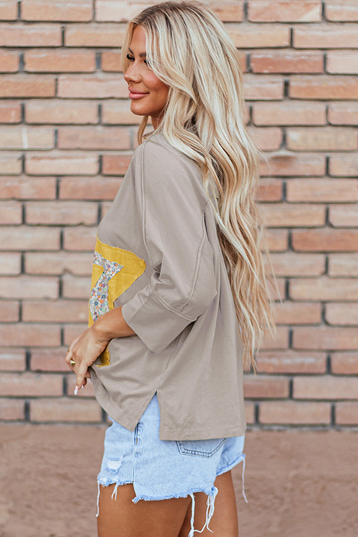 Naomi Floral Starbust Exposed Seam Mineral Wash Top