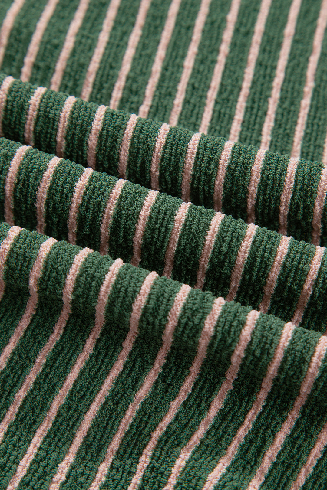 Green Stripe Striped V Neck Patchwork Long Sleeve Regular Fit Cardigan
