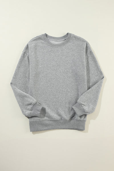 Gray Solid Classic Crewneck Pullover Sweatshirt