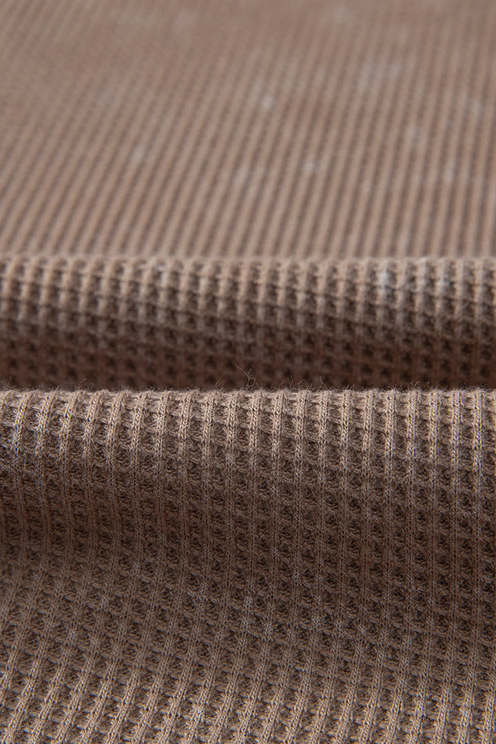 Zahra Waffle Knit Neckline Long Sleeve Top