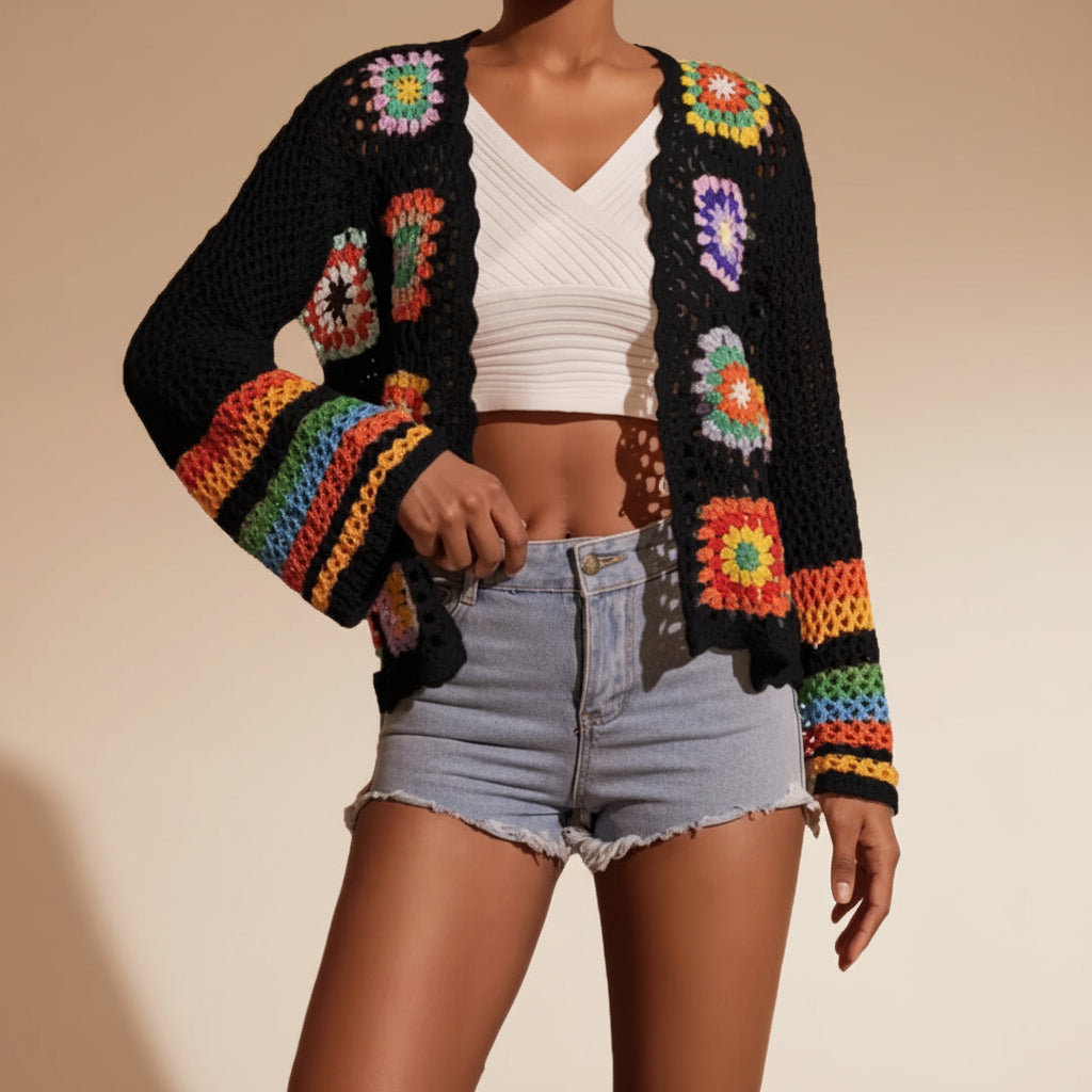 Hand-Crocheted Knitted Cardigan for Women