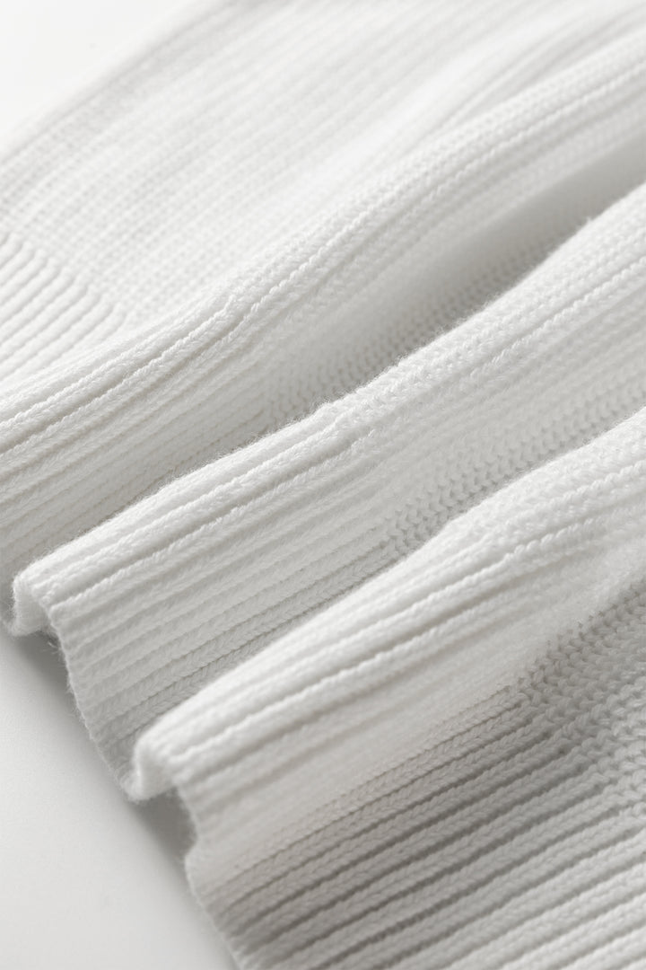 White Asymmetric Neck Drop Shoulder Baggy Slouchy Sweater