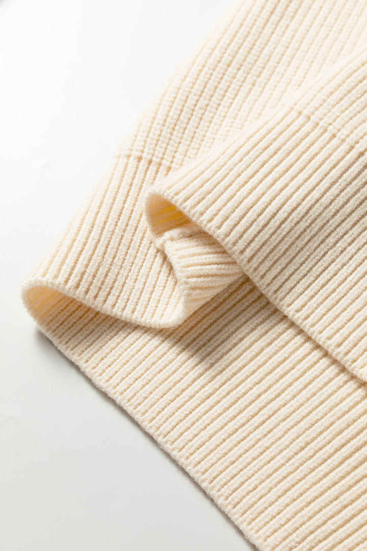 Jet Stream Ribbed Knit Ribbon Knot Backless Drop Shoulder Sweater