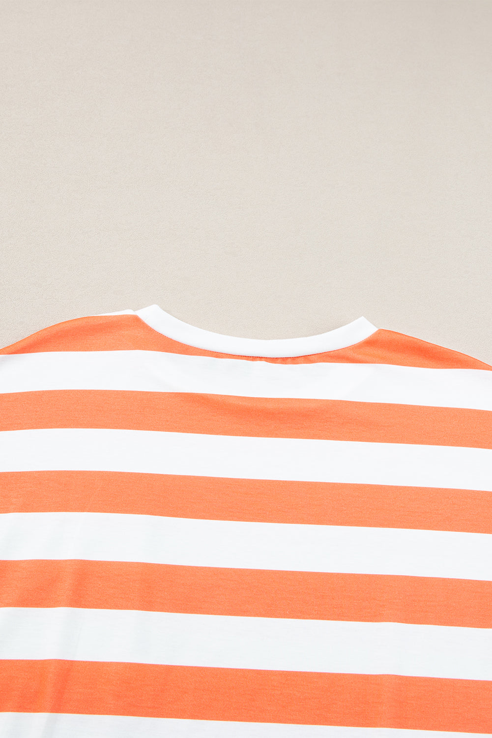 Orange Stripe Contrast Patch Pocket Drop Sleeve T Shirt