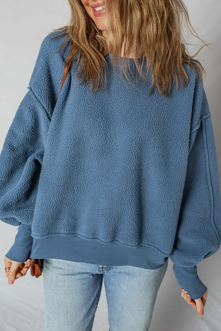 Kinsley Fleece Exposed Seam Casual Sweatshirt