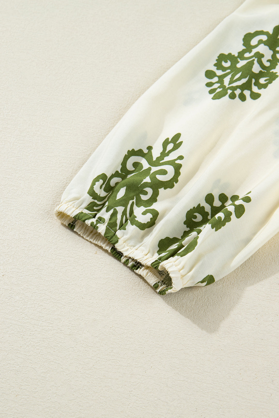 Apricot Floral Print Tie V Neck Button Down Puffy Half Sleeve Shirt