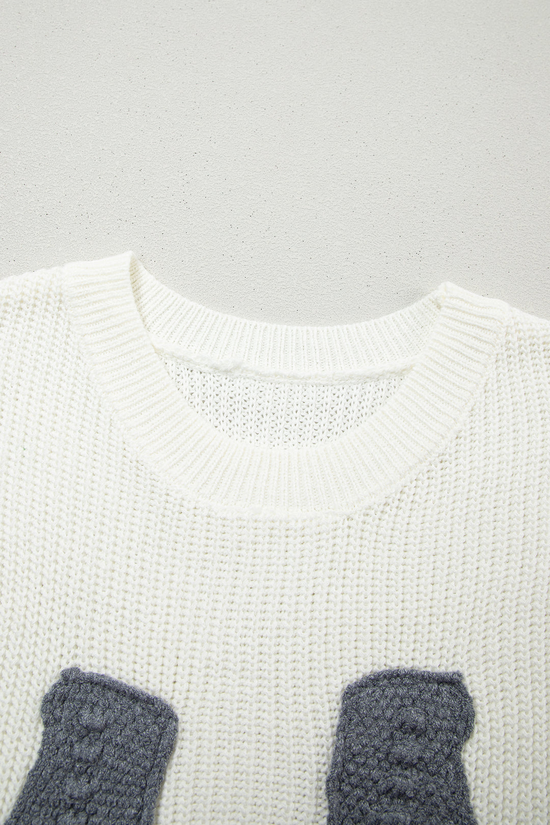 Turquoise Crochet Horseshoe Short Sleeve Knit Sweater