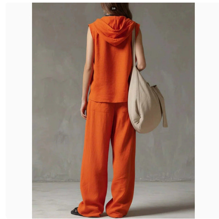 Sleeveless Hooded Top &amp; Wide-Leg Pants Set | High-Waist Two-Piece