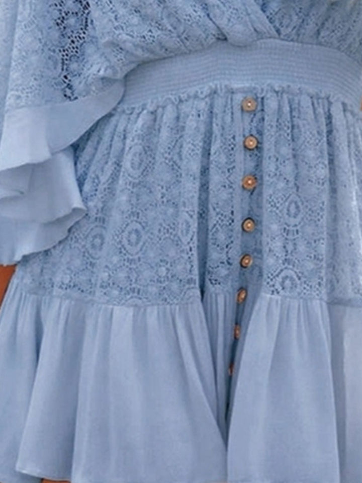 PREORDER: Hope Ruffle Hem Lace Mini Dress