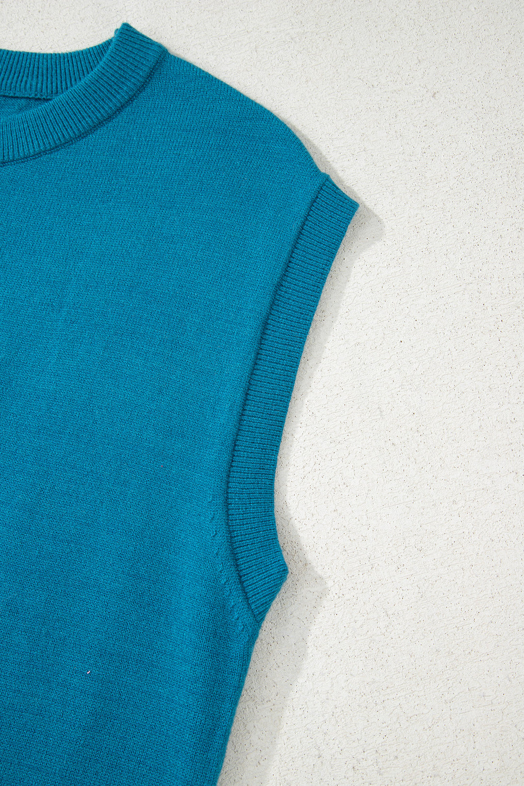 Light Blue Horse Shoe Embroidered Loose Short Sleeve Sweater