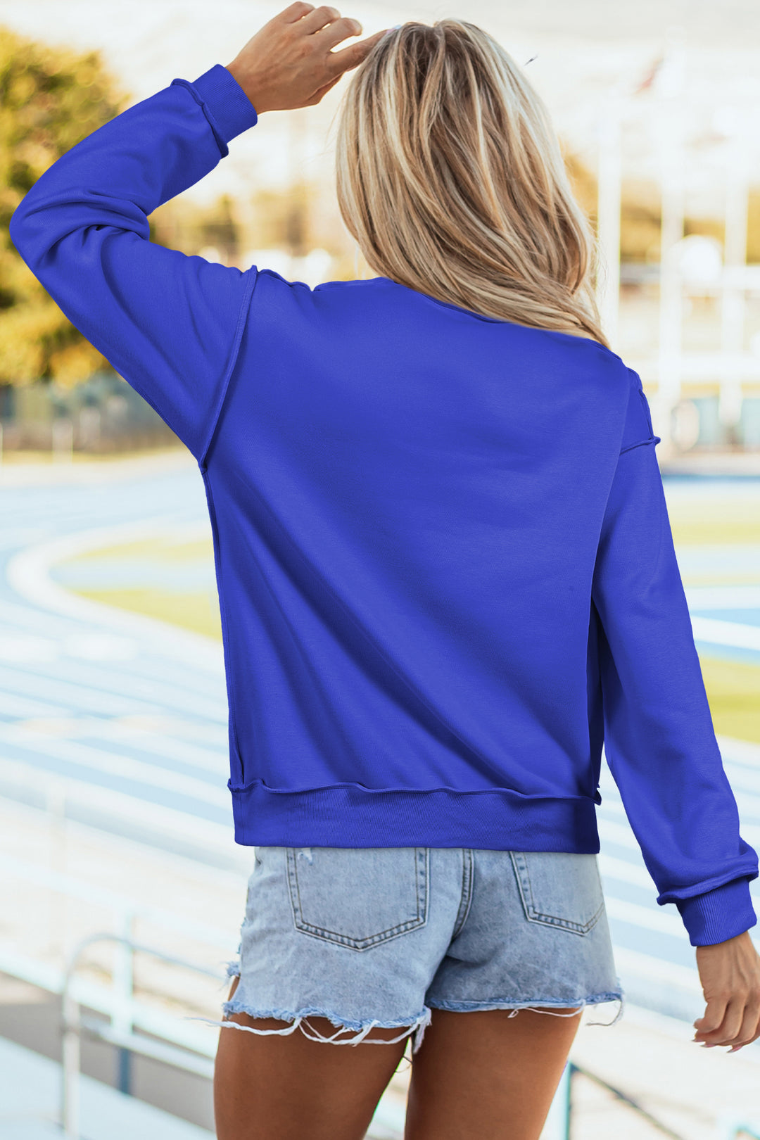 Black Oversize Drop Shoulder Reversible Mock Neck Sweatshirt
