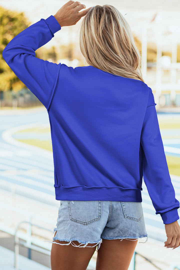 Black Oversize Drop Shoulder Reversible Mock Neck Sweatshirt