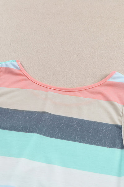 Multicolor Sequin Pocket Patchwork Striped Tank Top